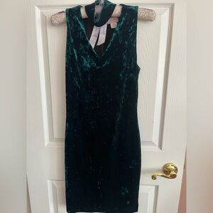 Love Ady Velvet Mini Dress in Green